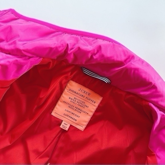 J.Crew Quilted Cocoon Primaloft Puffer Jacket Neon Fuchsia - Picture 8 of 9